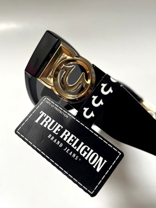 New TRUE RELIGION Cat Eye Black Sunglasses Gold Logo Acetate XXZZ main image 6